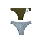 Calcinha Biquíni Essencial Verde Militar e Cinza Mescla Basic+ Kit 2 Confortável