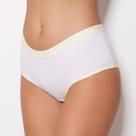 Calcinha Bolero em Algodão Cor:Branco/ Viés AmareloTamanho:P