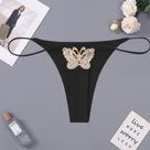 Calcinha Borboleta Fio Dental Bordado Sexy Sensual Conforto Lingerie Intima Luxo Envio Imediato PRETO