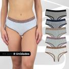 Calcinha Cintura Alta Algodão Feminina Conforto Kit 8 Und