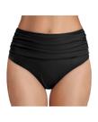 Calcinha de biquíni cintura alta preta com drapeado e controle de barriga Tempt Me Calcinha de biquíni cintura alta preta com drapeado e controle de barriga Tempt Me