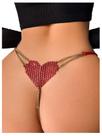 Calcinha feminina RoseSeek Sparkling Butterfly G String vermelha