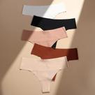 Calcinha Feminina Sexy Sem Costura De Algodão, Cintura Média, Respirável, T-back, Hipster, Tanga