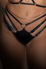 Calcinha Fio com Detalhes em Renda Preta para Mulheres - Hot