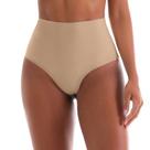Calcinha Fio Dental Alta Nude Cotton Bege Zee Rucci