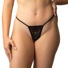 Calcinha Fio Dental Preta com renda Desaforado - Yaffa Lingerie