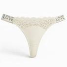 Calcinha Fio Dental Strass Love com Corte a Laser e Detalhe de Renda Frontal