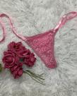 Calcinha Fio Dental Tipo Lingerie Sexy em Renda e Tule - Dica - VD10446