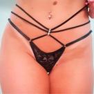 Calcinha Fio Dental Veneta De Luxo Em Renda Com Strappy - Lingerie Sensualle