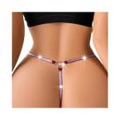 Calcinha G-string Sexy Feminina De Cintura Baixa Com Fita Prateada Confortável