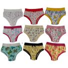 Calcinha infantil estampada, de algodão com cós, tam M, kit c/ 10 un