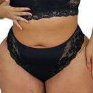 Calcinha Plus Size Cintura Alta Fio Dental Com Renda Jackie