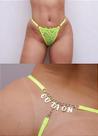 Calcinha Renda com Fio e Strass Amarelo Neon - Calcinha Jóia Atrás