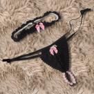 Calcinha tailandesa aromática chiclete preto c/ rosa tamanho m + persex