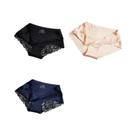 Calcinhas De Renda Femininas 3 Peças, Lingerie Francesa Sem Costura Em Seda Gelada, Respirável E De