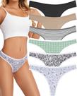 Calcinhas femininas ANZERMIX Thong de algodão, pacote com 6, respiráveis