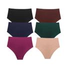 Calcinhas Femininas De Cetim De Seda Sem Costura, Cintura Alta, plus Size, 6 Peças/conjunto, Roupa