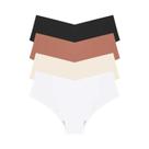 Calcinhas Femininas Sem Costura com Cintura V - Conjunto com 4 Peças e 10 Cores Sólidas em Seda Gelada Respirável