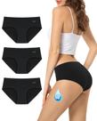 Calcinhas menstruais TANSTC de algodão orgânico preta, pacote com 3