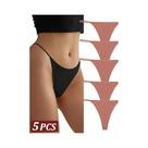 Calcinhas Tanga Sem Costura - 5 Peças, Cintura Baixa e Invisível Calcinhas Tanga Sem Costura - 5 Peças, Cintura Baixa e Invisível