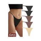 Calcinhas Tanga Sem Costura - 5 Peças, Cintura Baixa e Invisível Calcinhas Tanga Sem Costura - 5 Peças, Cintura Baixa e Invisível