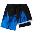 Calções de banho Latnnut Blue Flames com forro de compressão para meninos