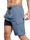 Calções de banho SILKWORLD masculinos com forro de compressão e bolsos de carga Calções de banho SILKWORLD masculinos com forro de compressão e bolsos de carga