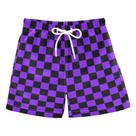 Calções de banho UMIRIKO Black Purple Buffalo xadrez para meninos
