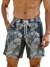 Calções de banho Verdusa com estampa de leopardo com cordão na cintura cinza para homens