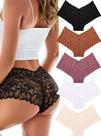 Calções íntimas femininas READY TO LOVE, de renda, cintura em V, pacote com 5