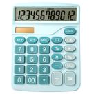 Calculadora 12 digitos 837B Azul solar pilha mesa balcão escritório estudante display LED compacta