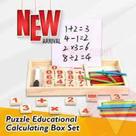 Calculadora Infantil Educativa Caixa de cálculo de matemática de madeira Calculating Box 36Pç - ESCO