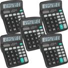 Calculadora YesBes Kit com 5 Unidades, 12 Dígitos, Solar e Pilha, Dupla Alimentação