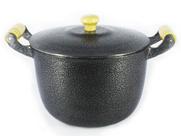 Caldeirão Alumínio Fundido Craqueado Alça De Madeira 20cm
