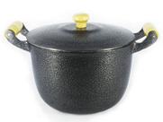 Caldeirão Alumínio Fundido Craqueado Alça de Madeira Preto 14cm