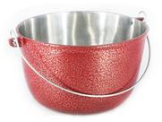Caldeirão Alumínio Fundido Craqueado Alça Galvanizada Vermelho 22cm