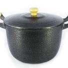 Caldeirão Alumínio Fundido Craqueado Alça Madeira Preto 16cm
