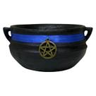 Caldeirão Resina Bruxa Wicca Preto Com Faixa Azul 14cm 400ml e Pentagrama