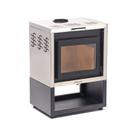 Calefator antonow dupla combustão lareira moderna vecta 35 preto com inox escovado