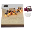 Calendário 3D Creative Time Piece, calendário de mesa 2026, castelo mágico com luzes LED, bloco de notas destacável, presente artístico e artesanal esculpido em papel para o Natal
