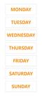 Calendário de Ímãs com Dias da Semana - Design Laranja Invertido (7 Unidades)
