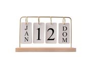 Calendário de Mesa Decorativo Permanente Base de Madeira Aramado Dourado Calendário de Mesa Decorativo Permanente Base de Madeira Aramado Dourado