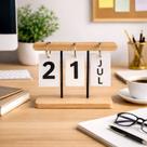 Calendário De Mesa Permanente Em Madeira Dia E Mês Decoração Para Casa e Escriório