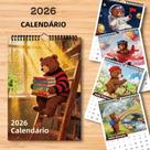 Calendário De Parede Engraçado Com Urso Tamanho A4 2026, 12 Padrões Exquisitos, Planejador