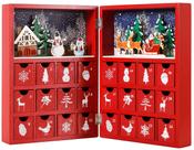 Calendário do Advento BRUBAKER Livro de Natal de madeira reutilizável vermelho