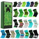 Calendário do Advento Minecraft Socks 2024 Creeper para meninos Calendário do Advento Minecraft Socks 2024 Creeper para meninos