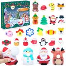 Calendário do Advento yocjoky 2024 com 3 brinquedos Jumbo e 21 Mochi Squishy