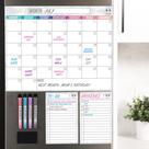 Calendário magnético apagável a seco Clever Corner com blocos de notas e marcadores