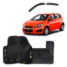 Calha Chuva Gm Sonic Hatch 2012 2013 2014 + Tapete Bordado