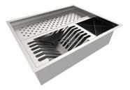 Calha P/ 48 cm De Inox Embutir Ou Sobrepor Pia Quadrada Gourmet